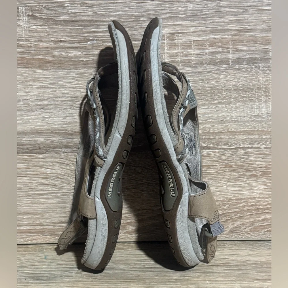 Merrell Stella bloom Brown tan Leather hiking strap Sandals women’s size 7 shoes